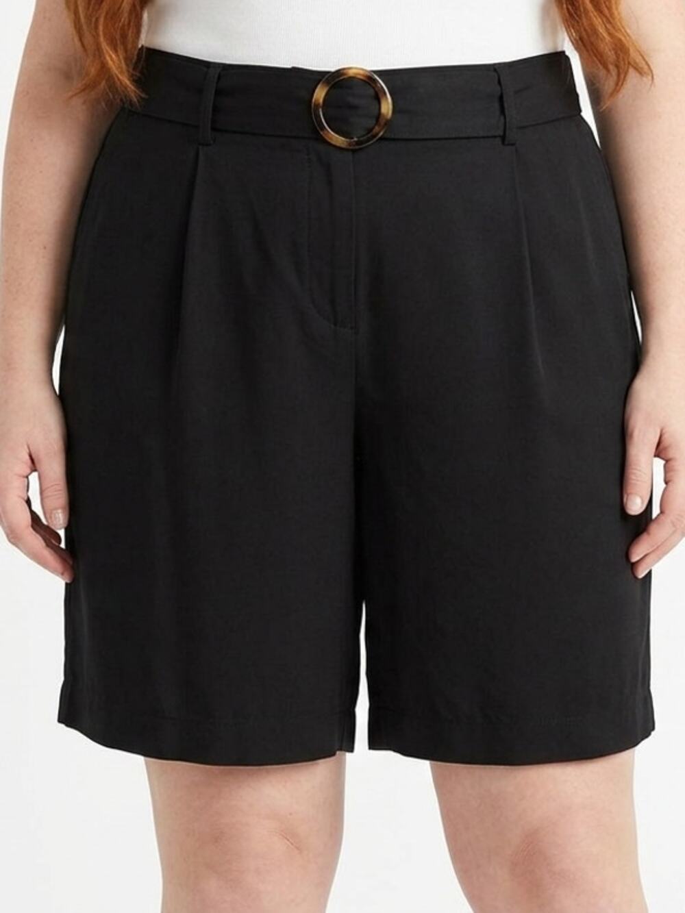 NWT CeCe Black Pleated Shorts Women Plus Size 24W